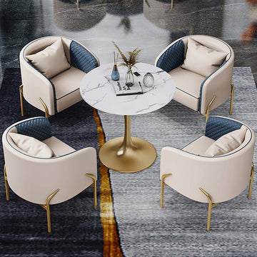 Modern Accent Chair Tufted Upholstered PU Leather Accent Chair in Gold-Richsoul-Chairs & Recliners,Furniture,Living Room Furniture